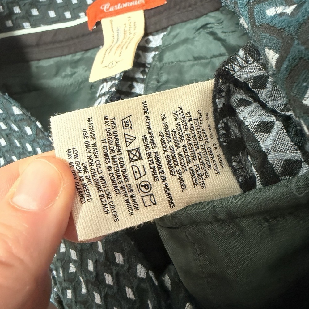 Cartonnier Anthropologie Charlie Crop Flare Pants Size 2 Green Teal Tweed - Picture 11 of 11